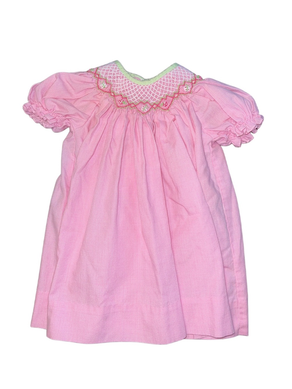 Petit Ami Pink Smocked Bubble-Sleeve Dress